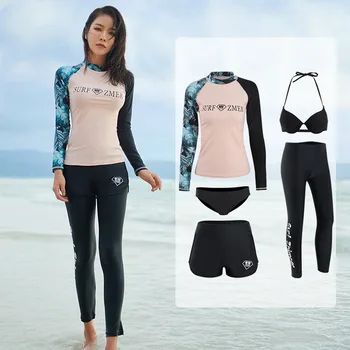 Nők 5db/szett Kiütésvédők Bikini Hosszú ujjú ing Futás Úszás Szörfözés Kompressziós nadrág Teljes test Napvédelem Bőr