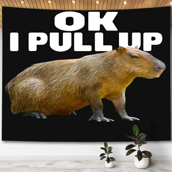 Ok Felhúzom Capybara kárpit fali dekoráció zászló banner mém kárpitok szoba dekoráció esztétikus parti háttér szövet tapries