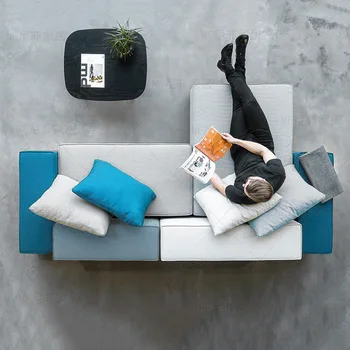olasz minimalista modern szövet modul blokk összekötő kanapé designer apartman magánszállás lusta személy kétoldalas kanapé