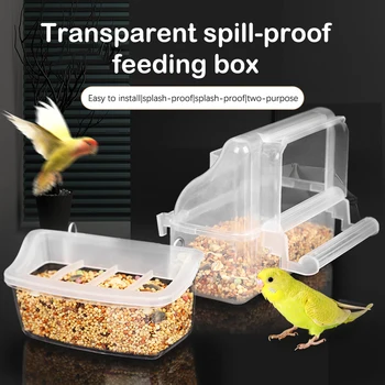 Papagáj adagoló Ivó madár kellékek Madár ketrec Papagáj madarak Víz függő tál adagoló doboz Kisállat ketrec műanyag élelmiszer-tartály