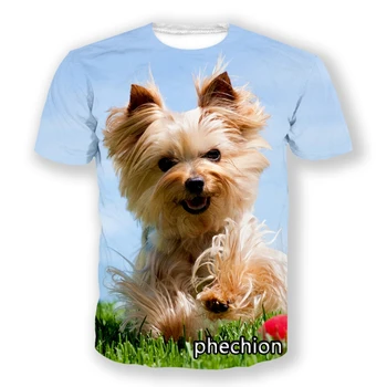 phechion Új divat Férfi / női állat Yorkshire Terrier kutya 3D nyomtatás rövid ujjú póló Alkalmi hip hop nyári póló felsők S77