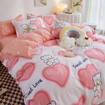 Princess Style rózsaszín sima ágynemű ágynemű in ágynemű paplanhuzat méret ágynemű fiúk és lányok dekoratív hálószoba