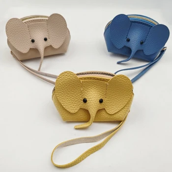 PU bőr elefántpénzes táska női érmepénztárca kulcstartóval Multifunkcionális cipzáras tárolótáskák Kulcstartó