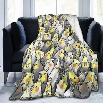 Rajzfilm Cockatiel Flanel takaró puha hangulatos meleg papagáj takaró minden évszakra ágytakaró ágynemű kanapéhoz kanapé dekoráció