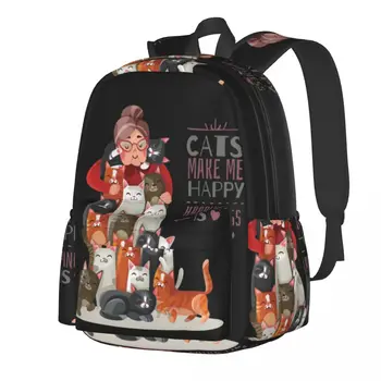 Rajzfilm Állati hátizsák Macskák boldoggá tesznek Újszerű hátizsákok Férfi kemping Könnyű iskolatáskák Színes hátizsák