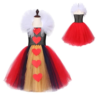 Red Queen lányok hosszú tutu ruha gyerekeknek Halloween jelmez lány hercegnő karácsonyi ruhák Boka hosszúságú tini ruhák