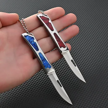 rozsdamentes acél akril penge alakú kés Kültéri kemping önvédelem Vészhelyzeti túlélő kés eszköz összecsukható hordozható kulcskés