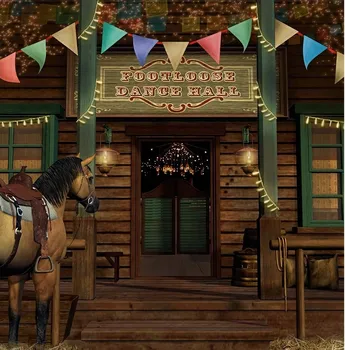 Saloon Town Village Cowboy Wild West Retro Horse Bar hátterek számítógépes nyomtatás party kellékek Fotóstúdió hátterek