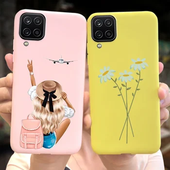Samsung Galaxy A12 tokhoz Samsung M12 Fashion Girl virággal festett telefon lökhárító Samsung A12 M12 puha szilikon hátlaphoz