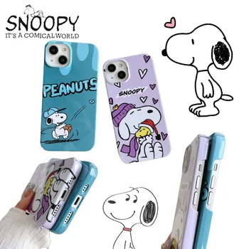 Snoopy Square folyékony szilikon telefontok IPhone 14 13 11 12 Pro Max XR XS X Plus ütésálló hátlap rajzfilm aranyos divat