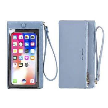 Stílusos új női táska Egyszerű kicsi Friss Dupla Egyszínű Minden Lehet Érintőképernyő Mobiltelefon pénztárca