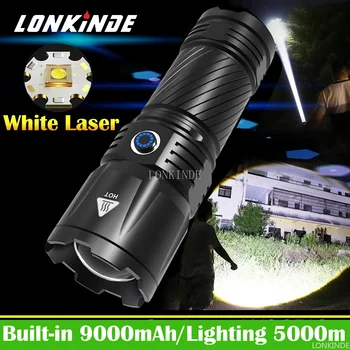 Super 19999LM fehér lézeres zseblámpa 5000m távolsági távolsági spotlámpa Erőteljes LED zseblámpák C típusú újratöltő fáklya taktika Lámpa