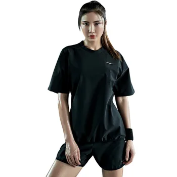 Szauna Sweat Suit Fogyás Shapewear Felső/alsó edzés Body Shaper Sweatsuit Exercise Rövid ujjú ing/rövidnadrág Női Lány