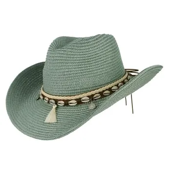 Széles karimájú strandsapka divat- és napvédelemhez Nyári kalap Cowboy kalap Napsapka széles alkalmazás