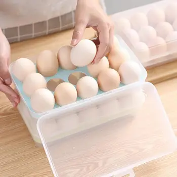 Tojás tároló doboz Hűtőszekrény Tojástároló 15 rács Egymásra rakható tojások rendszerezője Friss tartótáska adagoló Tojástartó konyhához