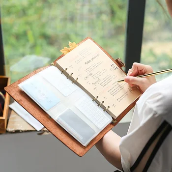 Top divatos valódi bőr gyűrűk Notebook A5 tervező sárgaréz iratrendezővel Spirál vázlatfüzet Snap gomb Személyes napló írószer