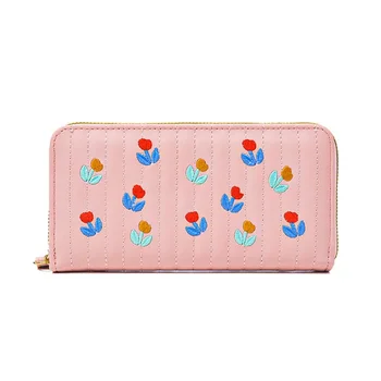 Tulipán hölgy pénztárca 2023 Új divat kézitáska Aranyos pénztárca Hosszú hímzett egyszeres húzós pénztárca Nő