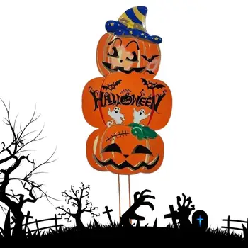 Tökkert cövekek Halloween Ghost Yard cövekek SütőtökDekoratív kerti fém cövekek Halloween Party gyep Kültéri dekoráció