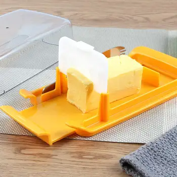 Vajas doboz vágóval Élelmiszer-minőségű vaj tároló doboz fedéllel Vágókanál frissesség megőrzése sajt hűtőszekrényéhez