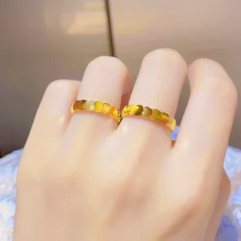 Valódi 24K sárga arany gyűrű nőknek Solid Shine szerető szív gyűrűk US méretű 5-8 ékszer ajándék