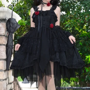 viktoriánus gótikus Lolita Jsk ruha női Kawaii Halloween cosplay party ruhák női Y2k japán stílusú rózsavirág tündér ruha