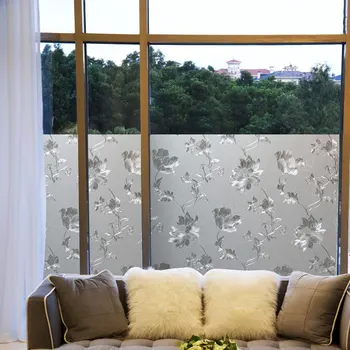 Virágzó virágok elektrosztatikus ablaküveg fólia Lnszigetelés ragasztó dekoratív matt PVC film nagykereskedelem