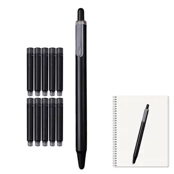 Visszahúzható töltőtollprés finom hegyű toll 10 cserélhető tintazsákkal Iskolai írószerek munkához Tanulás újratölthető