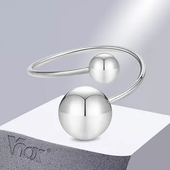 Vnox Új divatos dupla gyöngy gyűrűk nőknek lányok, rozsdamentes acél Lucky Ring születésnapi zsúr ajándékok ékszerek, átméretezhető