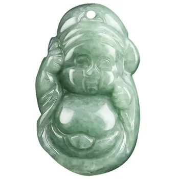 zöld Valódi jadeit aranyos medál Természetes burmai jáde amulett Energy Charm nyaklánc ajándéktervező ékszerek Luxus kiegészítők