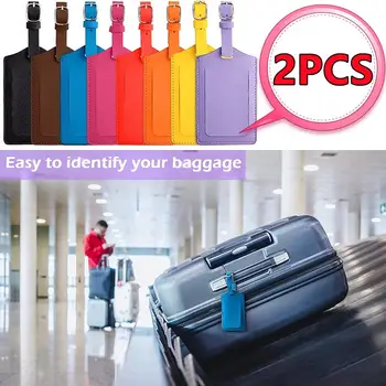 Új 2DB PU poggyászcímke könnyű puha utazási kiegészítők utazási színes repülőgép poggyászcímke beszállókártya bőrönd címke pu bőr