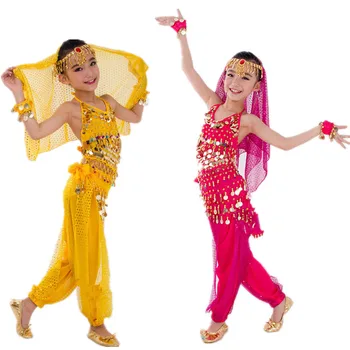Új indiai bollywoodi keleti Egyiptom hastánc ruha lányoknak hastánc felső nadrág 6 szín hastánc jelmez szett