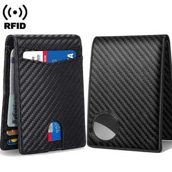 Új átlátszó címkés pénztárca Férfi pénztárca RFID lopásgátló kefe Multi-Card szénszálas pénztárca hitelkártya-tartó pénztárca férfiaknak