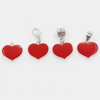 Új érkezés 20db/tétel Red Heart Dangle Charms Homár kapocs Charms DIY ékszer kiegészítő Függő charms karkötőkhöz