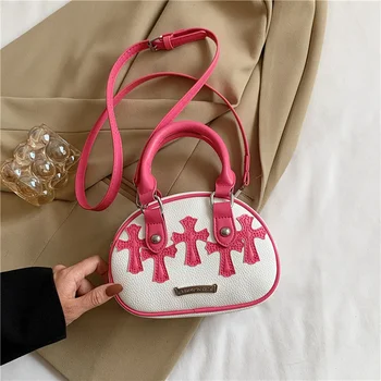 Újdonság Cross PU bőr crossbody táskák nőknek kontrasztos színű váll kézitáska Hölgyek divatos pénztárcák és kézitáskák 2022