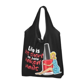 Újrahasznosítási technikai idézet manikűrösnek Vásárlás női táskák Hordozható Kawaii körömlakk élelmiszerboltok Vásárlói táskák